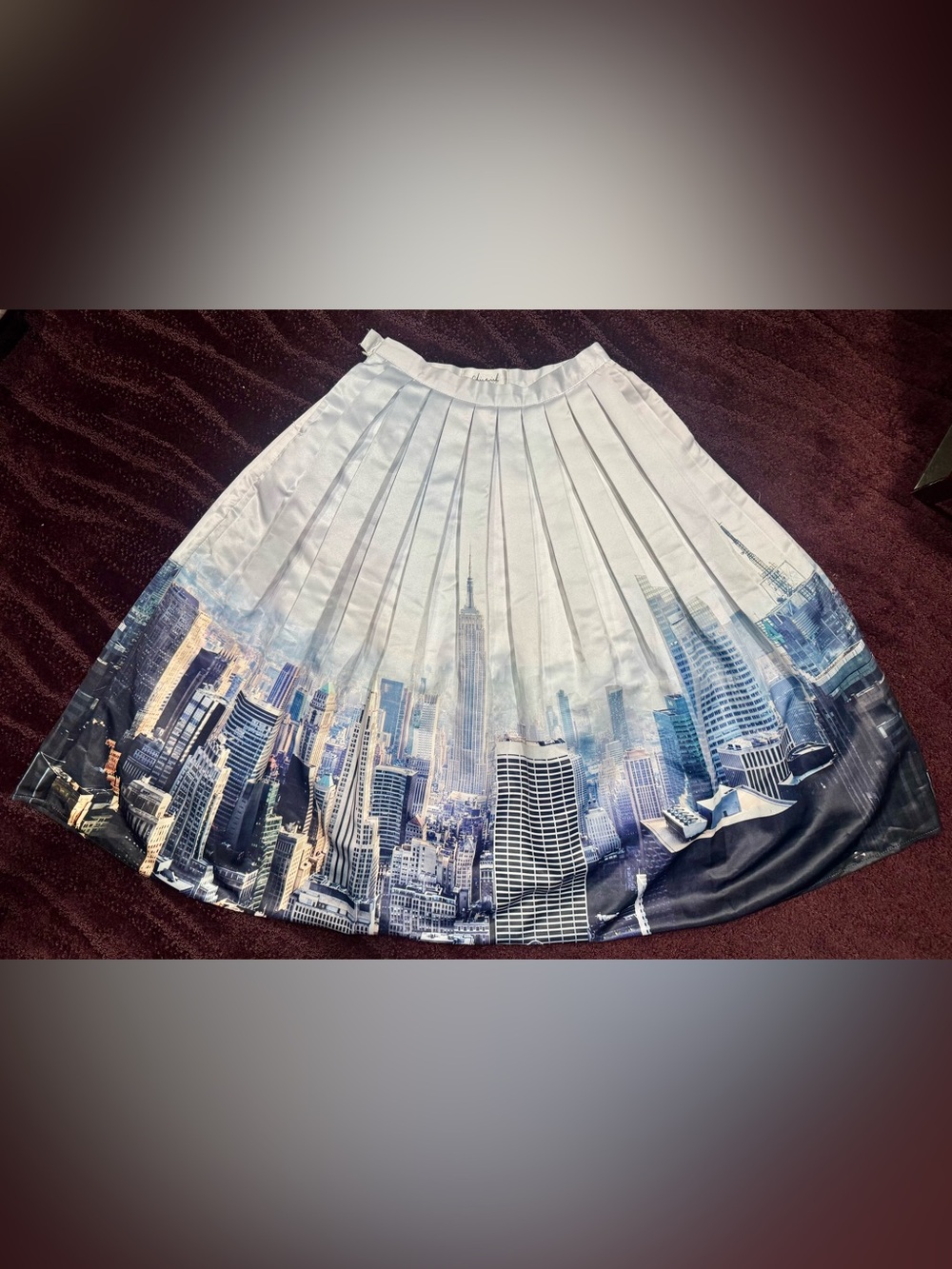 Chicwish New York City Skyline Pleated Midi Skirt A-Line Small